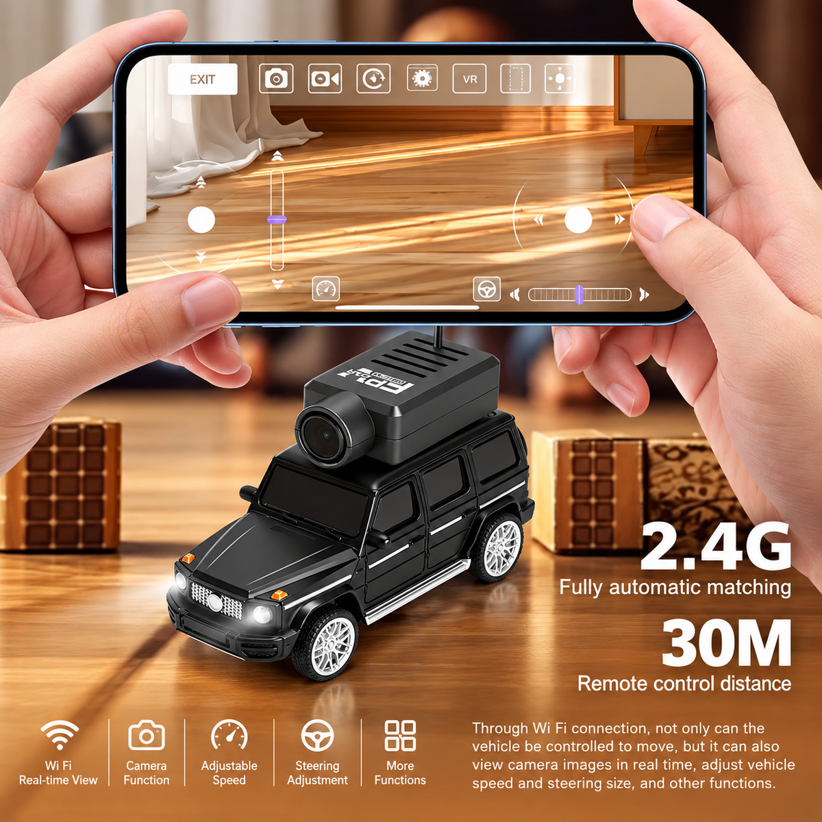 Mini FPV RC Car with Camera - Carrying Case and 2 Spare Shells