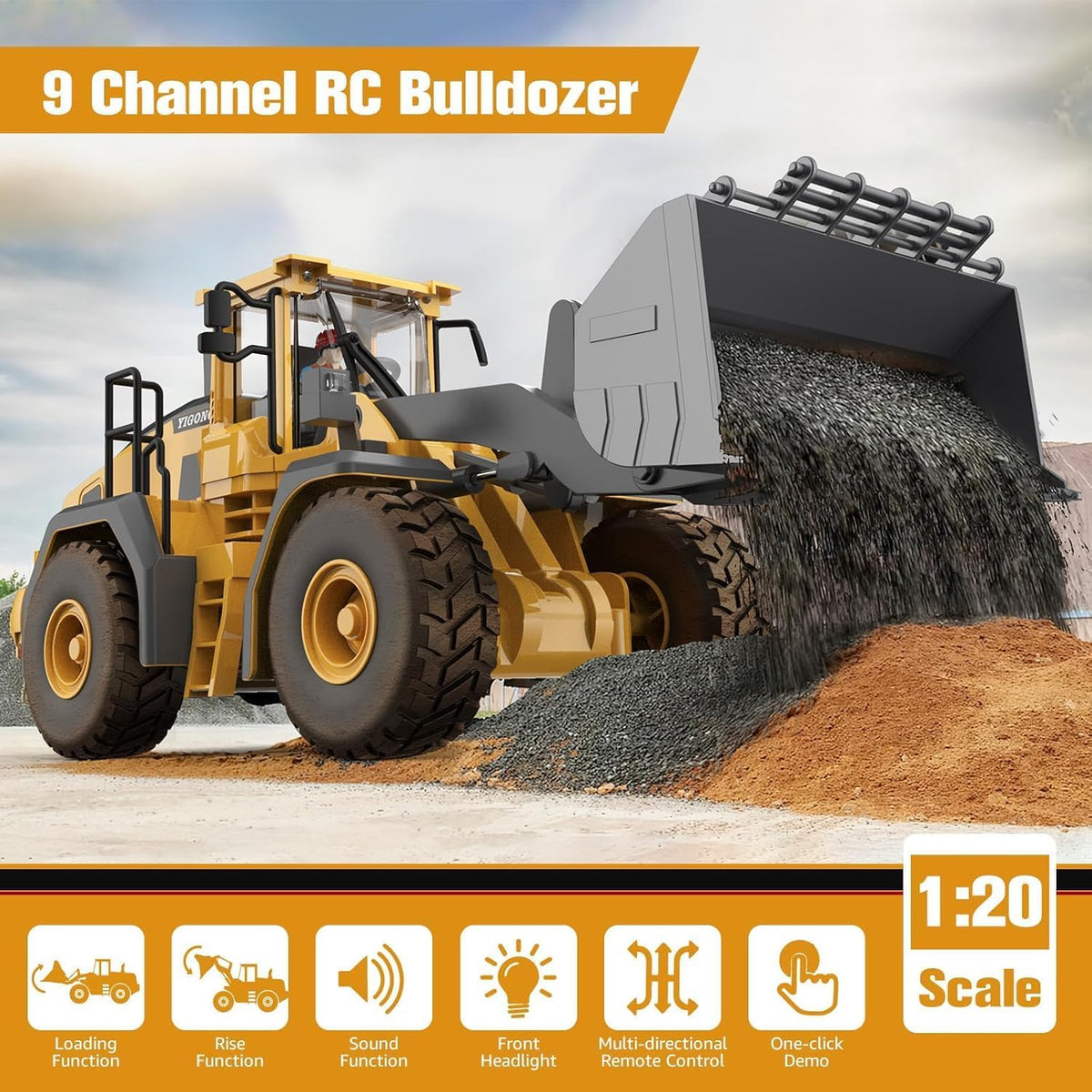 RC wheel loader side view