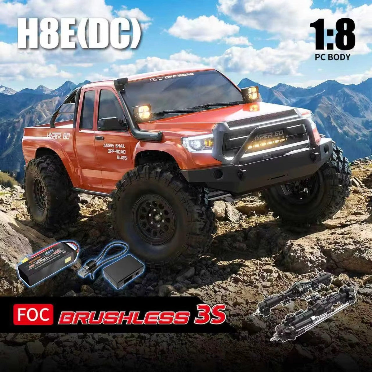 MJX Hyper Go H8EDC 1/8 Toyota Hilux 4WD RC Crawler - 3S Brushless