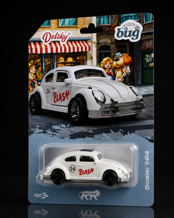 Detsky Bug die-cast car packaging, alternate view