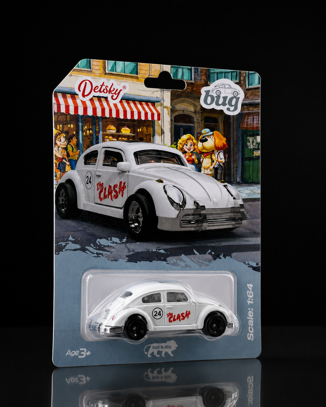 Detsky Bug 1:64 die-cast car, detail view