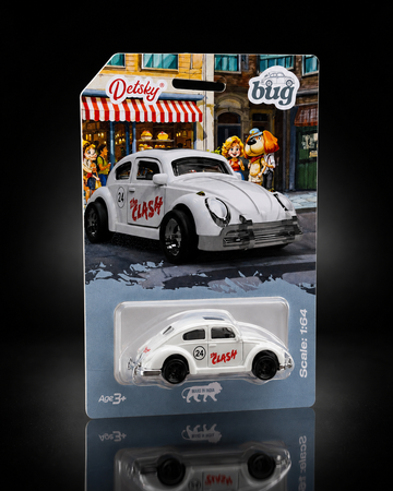 Detsky Bug 1:64 die-cast classic car on dark studio background