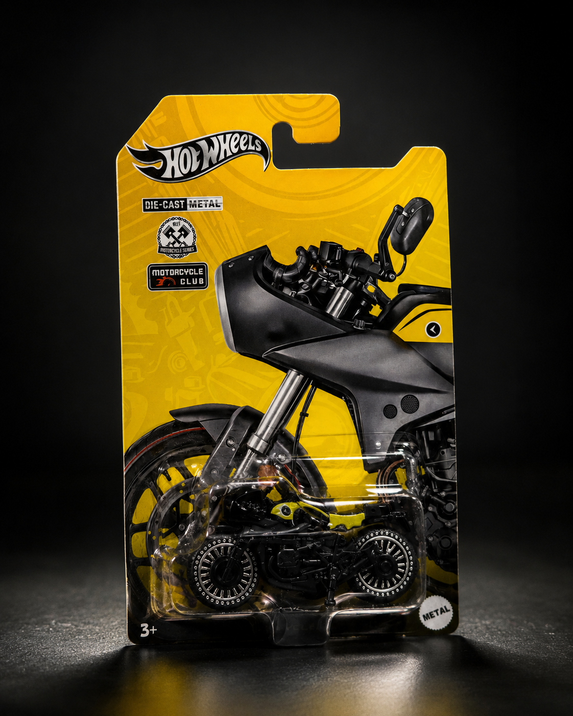 Midnight Bagger Die-Cast Motorcycle - Black & Yellow