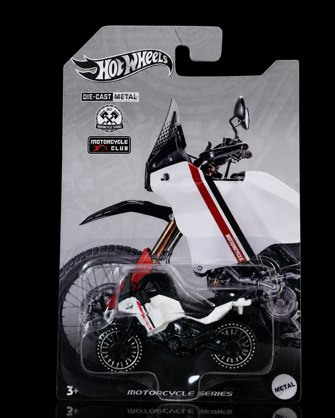Desert Rally Die-Cast Motorcycle - White & Red