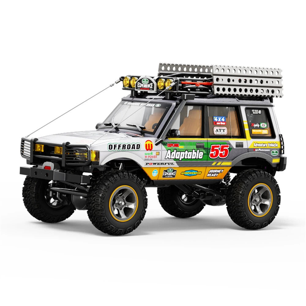 Grey and yellow JXC LR1801 RC crawler with number 55 racing livery