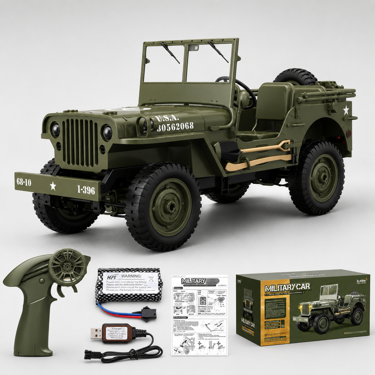 JJRC C8815 Willys Military Jeep 4WD RC Truck - with winch