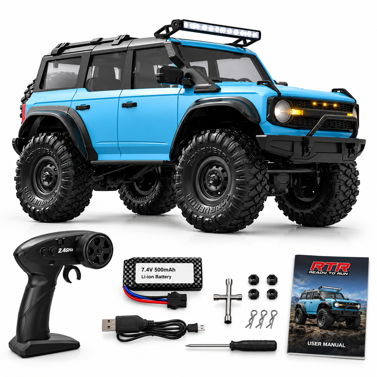 HB R1602 1:16 Ford Bronco Blue RTR 4WD RC off-road rock crawler