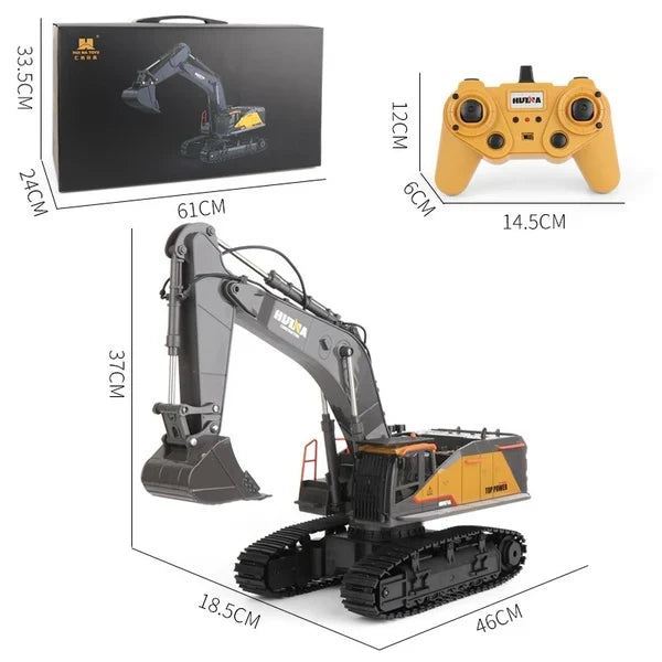 Huina 1592 1:14 RC Excavator 2026 Edition | 22CH Construction Vehicle with Alloy Bucket