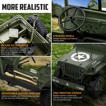 JJRC C8815 Willys Military Jeep 4WD RC Truck - with winch
