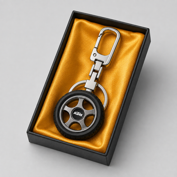 Premium Metal Tyre Keychain with Bike Brand Logo - KTM