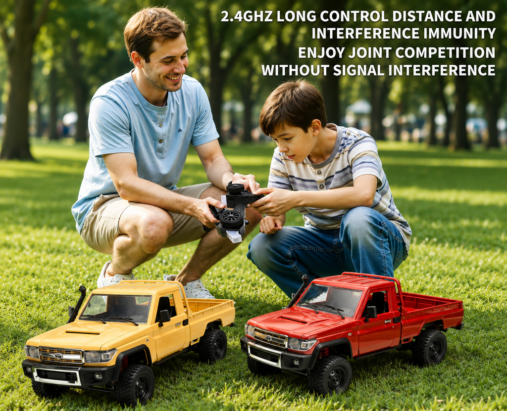 1/12 RC Crawler Toyota LC79 Off Road RC Truck 4x4 with 2.4GHz Remote Control 280 Brushed Motor All Terrain Rremote Control Truck RTR Proportional Throttle Steering MN-82（Yellow）