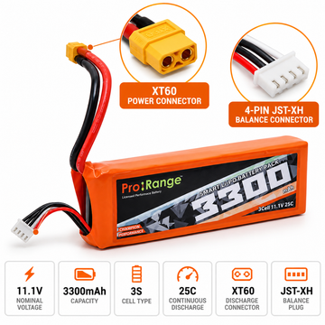 Pro-Range 11.1V 3300mAh 3S 25C LiPo Battery – XT60 Connector