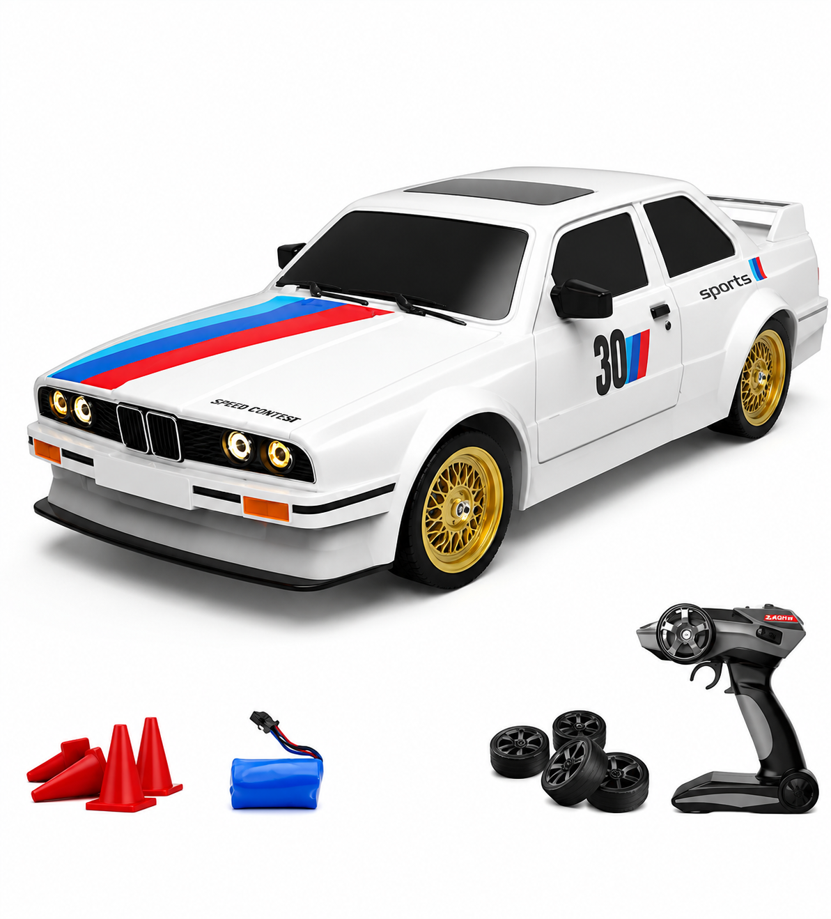BMW E30 1:16 4WD RC Drift Car - LED Lights