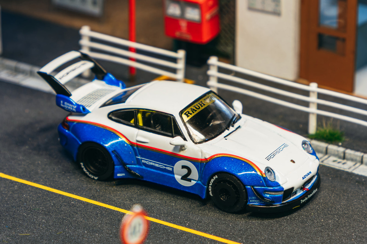 TARMAC Porsche 993 RWB 1:64 Diecast - Liberty Walk White and Blue