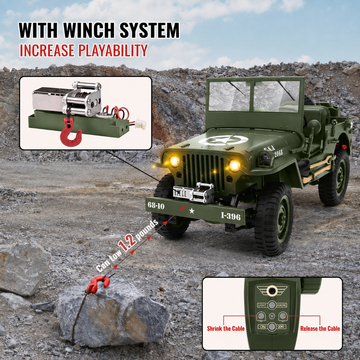 JJRC C8815 Willys Military Jeep 4WD RC Truck - with winch