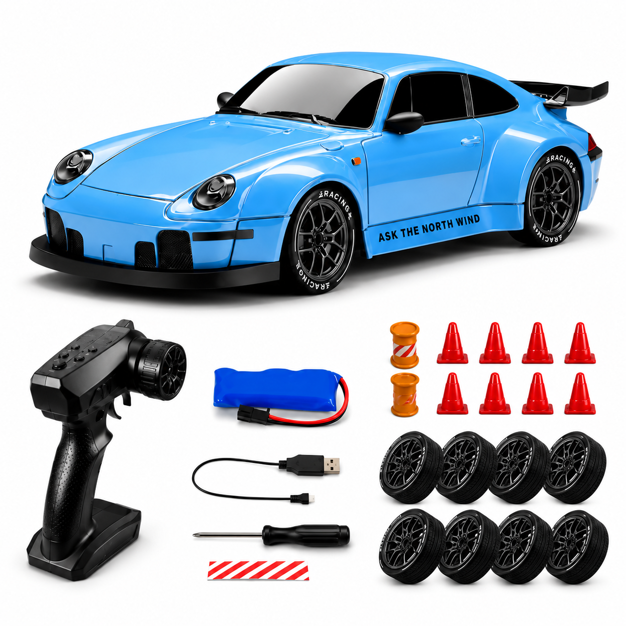 1:24 RC Porche Drift Car with LED Lights
