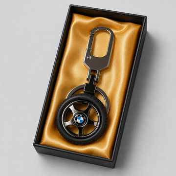 Premium Metal Tyre Keychain with Car Brand Logo - BMW