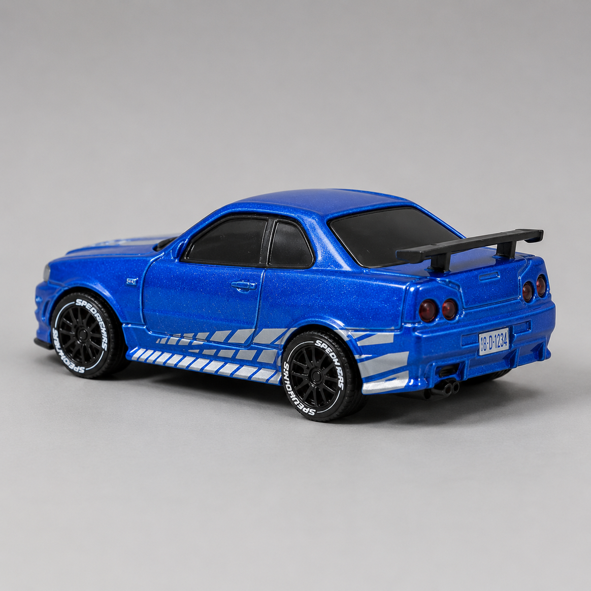 1:64 Mini Alloy RC Drift Car – Metallic Blue Skyline