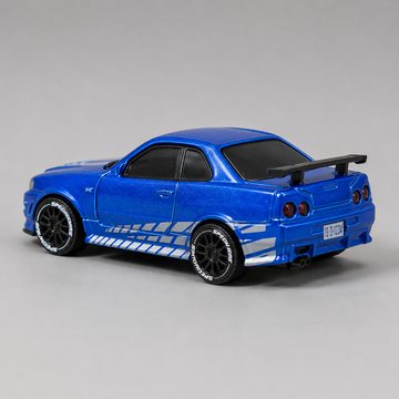 1:64 Mini Alloy RC Drift Car – Metallic Blue Skyline