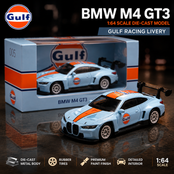 CCA BMW M4 GT3 1:64 Diecast - Gulf Livery with Acrylic Case