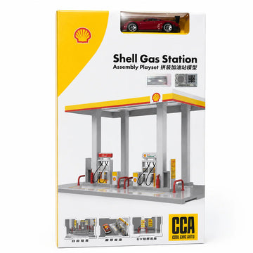 CCA Shell Gas Station Porsche 1:64 Car Assembly Playset