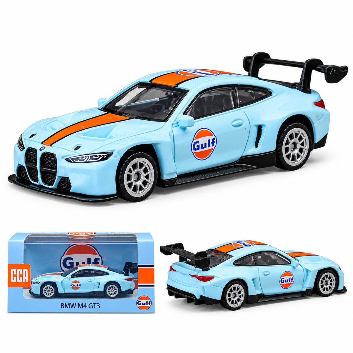 CCA BMW M4 GT3 1:64 Diecast - Gulf Livery with Acrylic Case