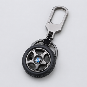 Premium Metal Tyre Keychain with Car Brand Logo - BMW