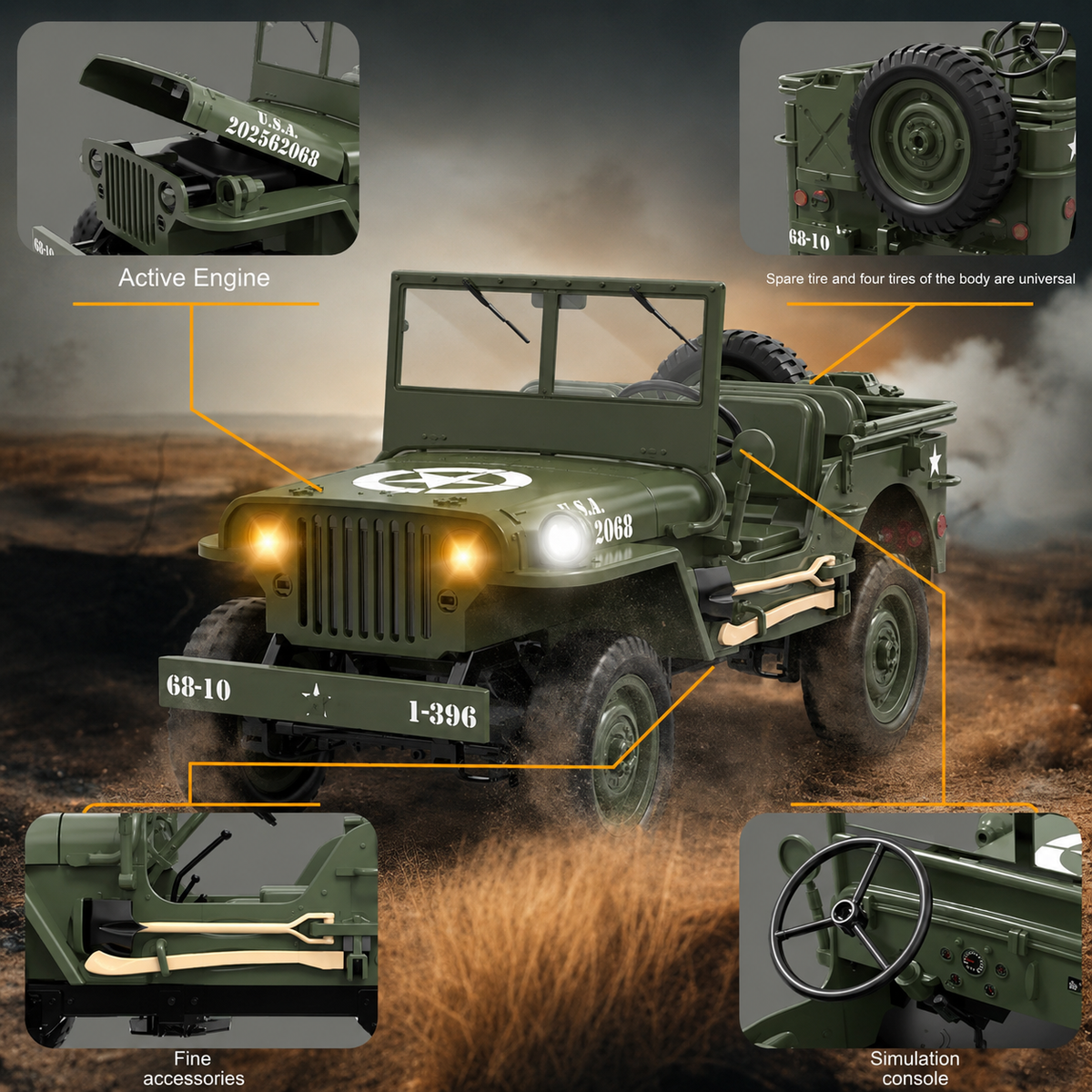 JJRC C8815 Willys Military Jeep 4WD RC Truck - with winch