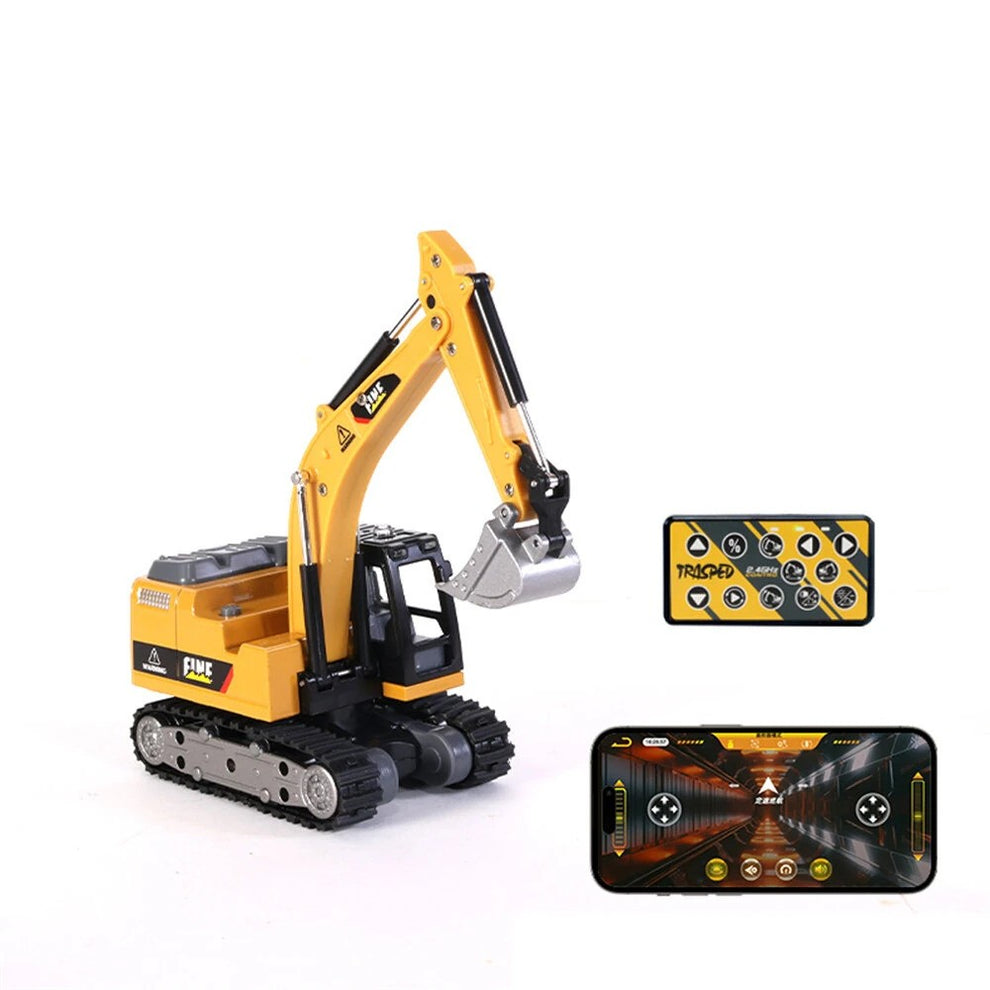 Trasped JCB | Excavator | Acrylic | 1:64 Scale | Dual Control | Alloy Bucket