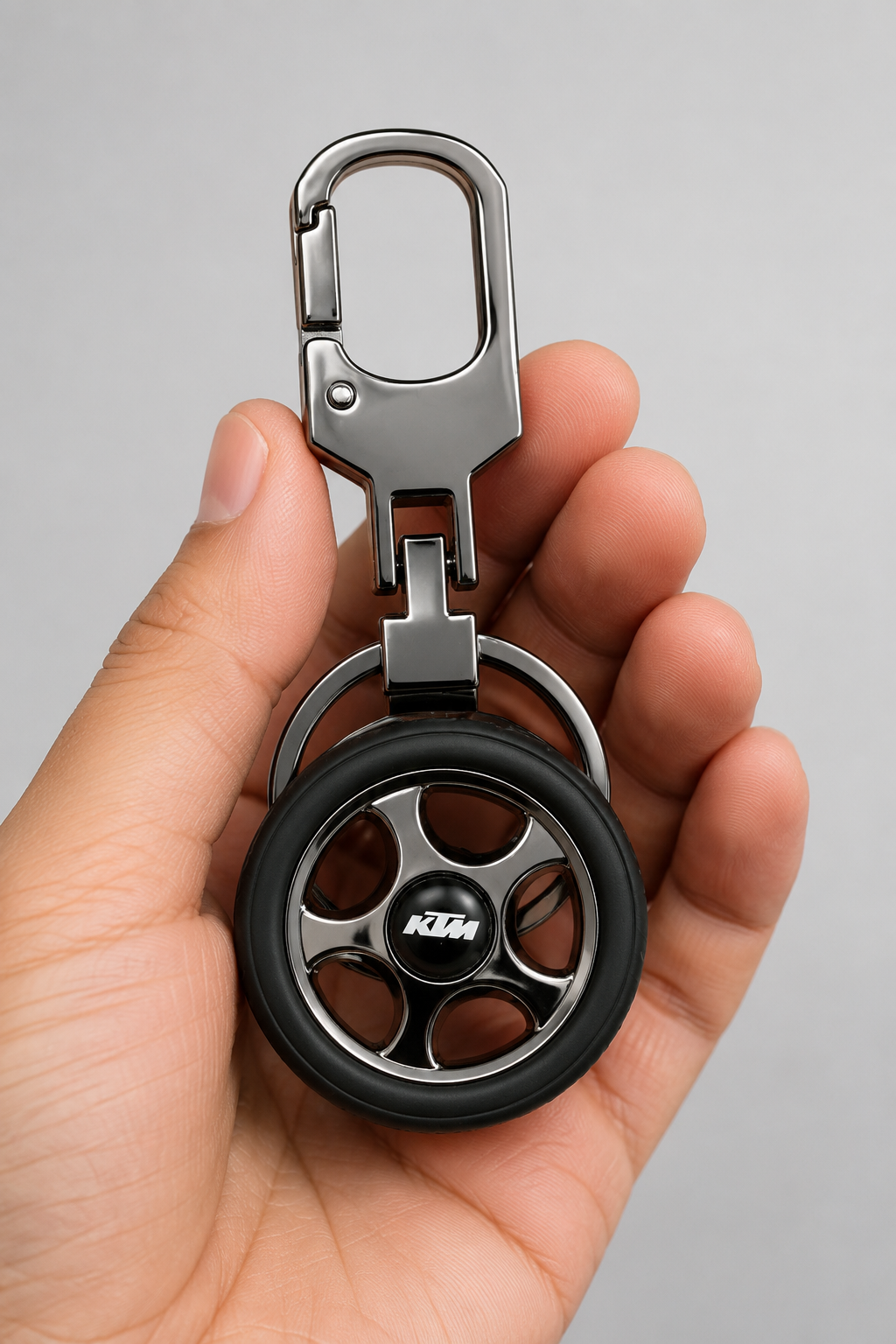 Premium Metal Tyre Keychain with Bike Brand Logo - KTM