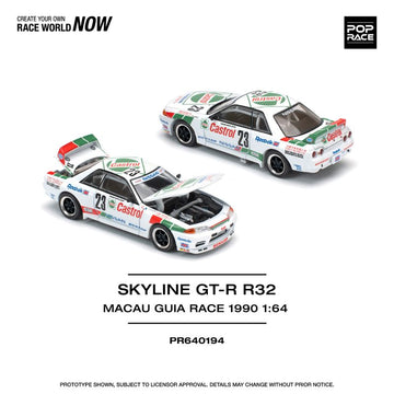Pop race Nissan Skyline GT-R R32 1:64 Diecast - Macau Guia Race 1990 Winner
