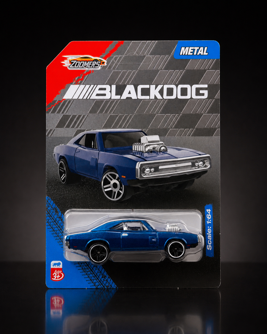 Zoomers Blackdog 1:64 Die-Cast Muscle Car - Metallic Blue