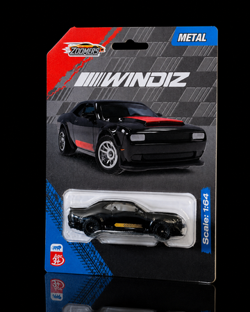 Zoomers Windiz die-cast muscle car packaging, alternate view